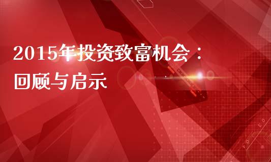2015年投资致富机会：回顾与启示_https://wap.lxcailiao.com_财务管理_第1张