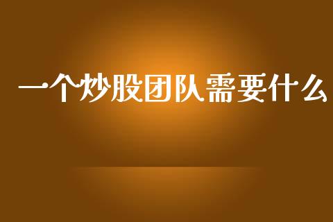 一个炒股团队需要什么_https://wap.lxcailiao.com_融资担保_第1张