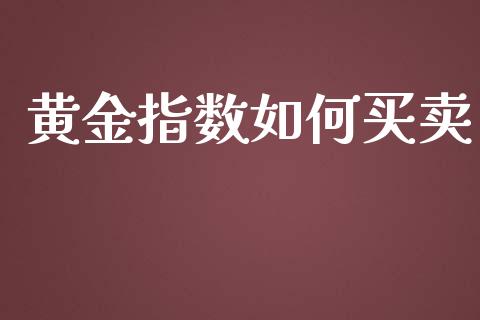 黄金指数如何买卖_https://wap.lxcailiao.com_财务管理_第1张