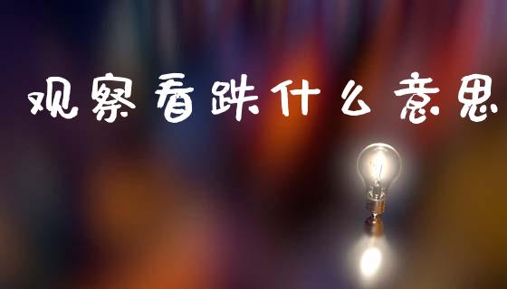 观察看跌什么意思_https://wap.lxcailiao.com_融资担保_第1张
