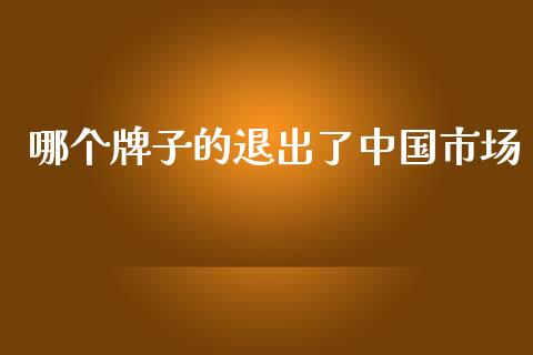 哪个牌子的退出了中国市场_https://wap.lxcailiao.com_股权投资_第1张