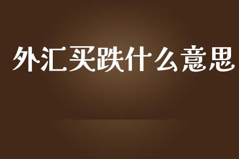 外汇买跌什么意思_https://wap.lxcailiao.com_金融监管_第1张