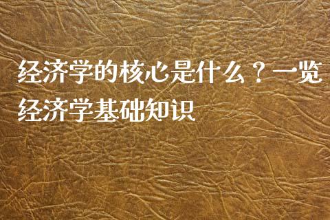 经济学的核心是什么？一览经济学基础知识_https://wap.lxcailiao.com_金融监管_第1张