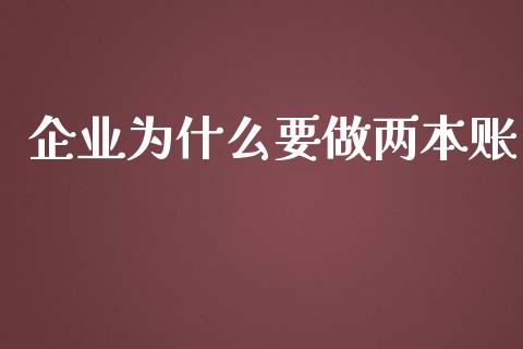 企业为什么要做两本账_https://wap.lxcailiao.com_财务管理_第1张