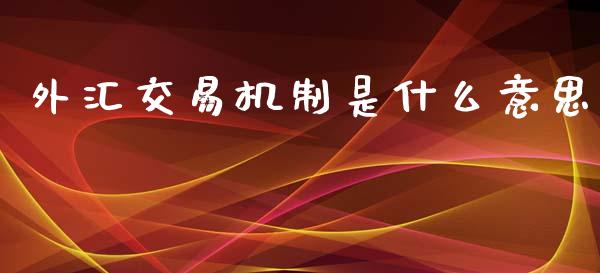 外汇交易机制是什么意思_https://wap.lxcailiao.com_股权投资_第1张