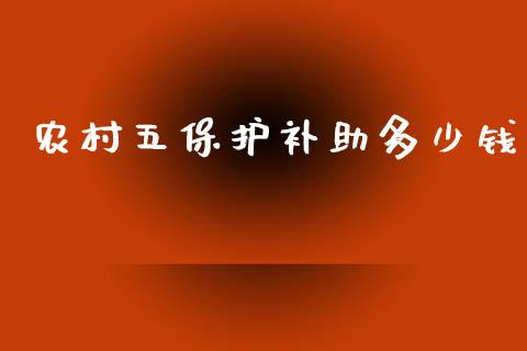 农村五保护补助多少钱_https://wap.lxcailiao.com_财务管理_第1张