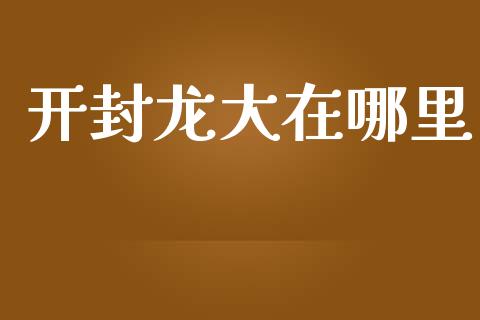 开封龙大在哪里_https://wap.lxcailiao.com_金融监管_第1张