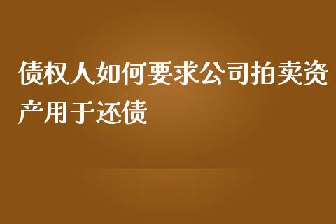 债权人如何要求公司拍卖资产用于还债_https://wap.lxcailiao.com_金融监管_第1张