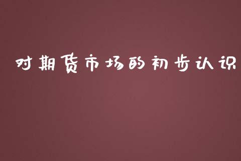 对期货市场的初步认识_https://wap.lxcailiao.com_股权投资_第1张
