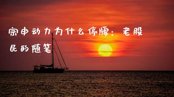 宗申动力为什么停牌：老股民的随笔_https://wap.lxcailiao.com_财务管理_第1张